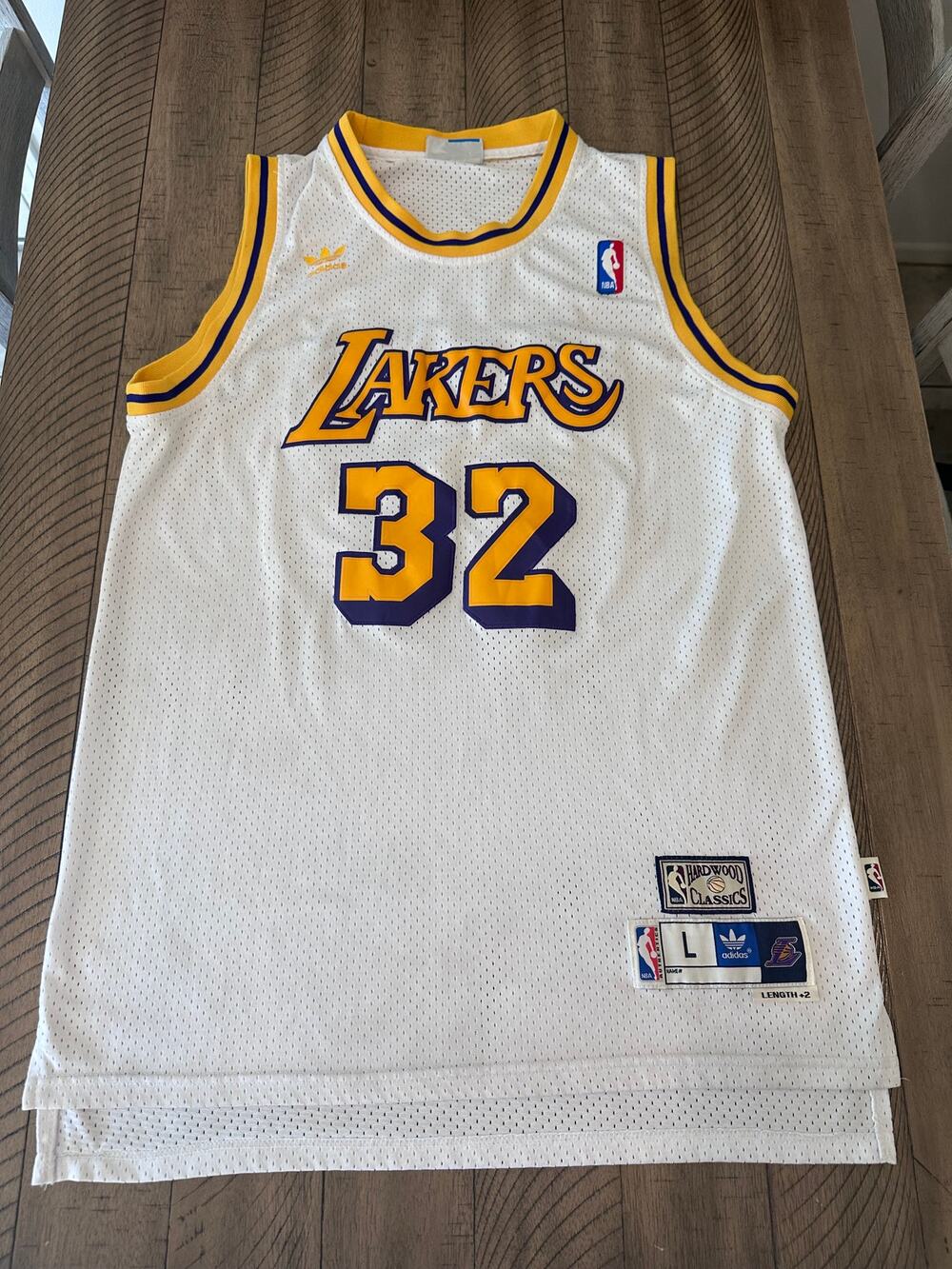 Vintage Adidas Hardwood Classics LA Lakers Magic Johnson #32 White Jersey Size L